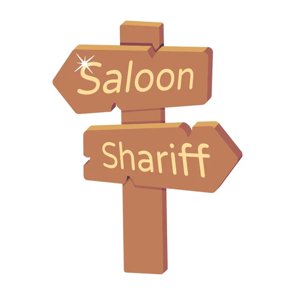 Holzschild Mit Text Saloon Und Shariff Isoliert Auf Weißem Hintergrund — Stockvektor