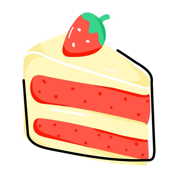 Vector Illustration Cartoon Strawberry Cake — Stock Vector