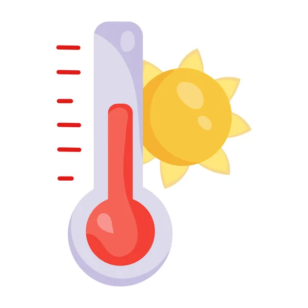 Thermometer Sun Flat Icon Vector Illustration — Stock Vector