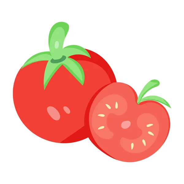 Tomat Ilustrasi Vektor Diisolasi Latar Belakang Putih - Stok Vektor