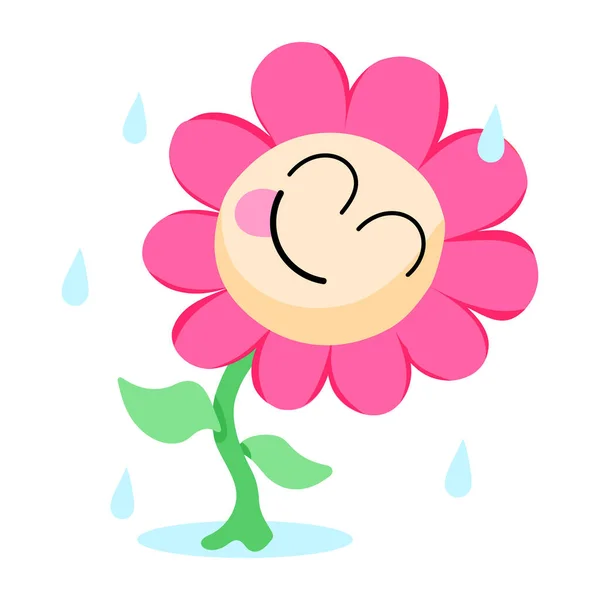 Мила Квітка Краплями Води Векторні Ілюстрації — стоковий вектор