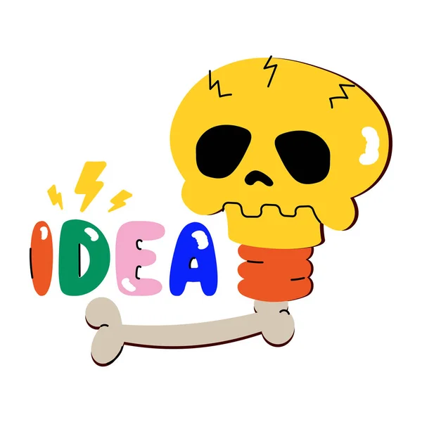 Crâne Avec Idée Texte — Image vectorielle