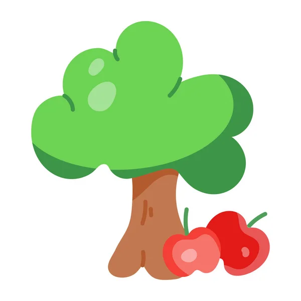 Δέντρο Και Μήλα Απομονωμένο Εικονίδιο Διανυσματική Απεικόνιση Σχεδιασμό — Διανυσματικό Αρχείο