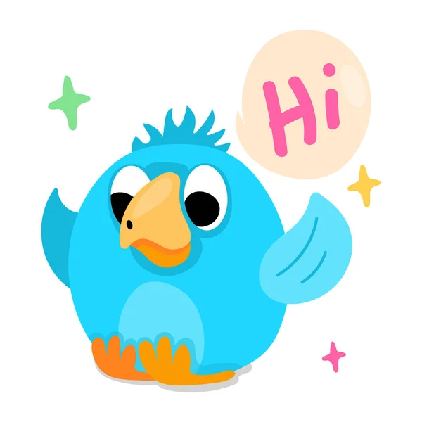 Cute Illustration Funny Blue Bird White Background — Stock Vector