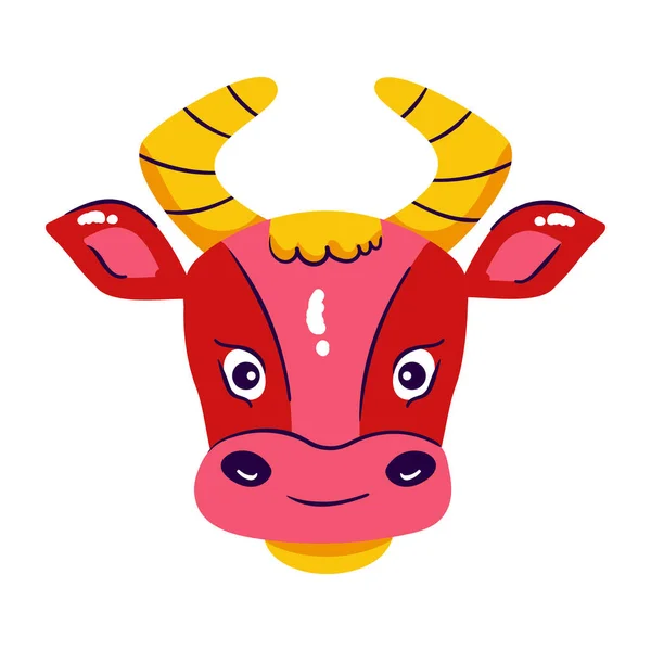 Απεικόνιση Της Χαριτωμένης Αγελάδας Κινουμένων Σχεδίων Κέρατα — Διανυσματικό Αρχείο