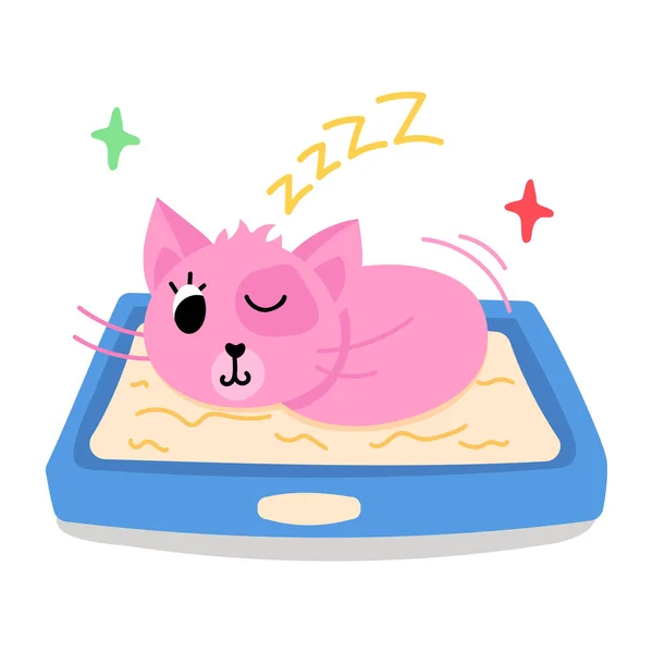 Χαριτωμένη Γάτα Κοιμάται Στο Δίσκο — Διανυσματικό Αρχείο