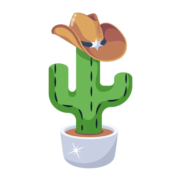 Planta Cactus Sombrero Icono Vector Ilustración Diseño — Vector de stock