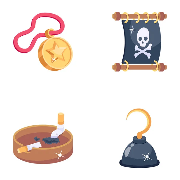Vektor Illustration Der Piraten Theme Symbole Eingestellt — Stockvektor