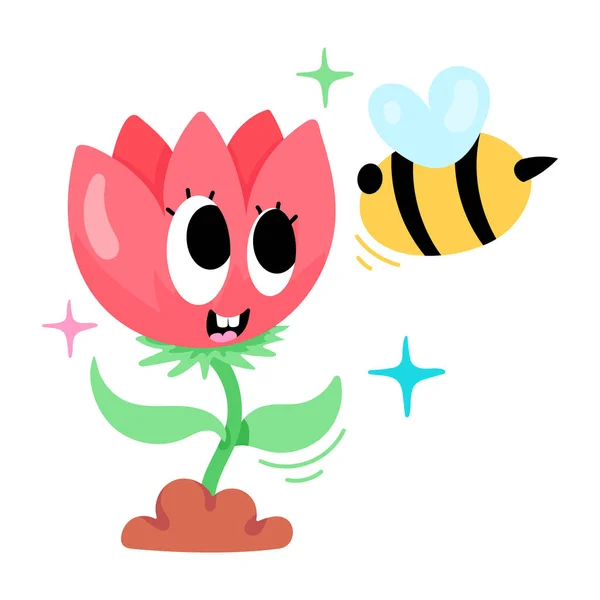Illustration Vectorielle Fleur Dessin Animé Mignon — Image vectorielle