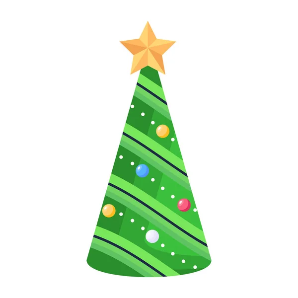 Decorado Árvore Natal Vetor Ilustração Design —  Vetores de Stock