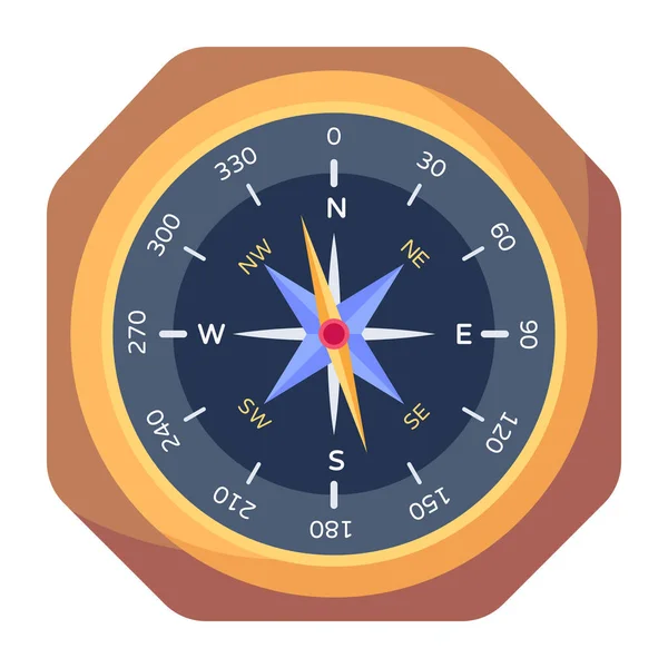 Kompas Icoon Vlak Ontwerp Vectorillustratie — Stockvector