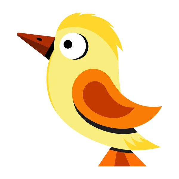 Desenho Animado Pássaro Amarelo Fundo Branco Ilustração Vetorial — Vetor de Stock