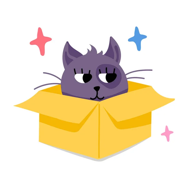 stock vector cute cartoon cat in a box vector illustration design