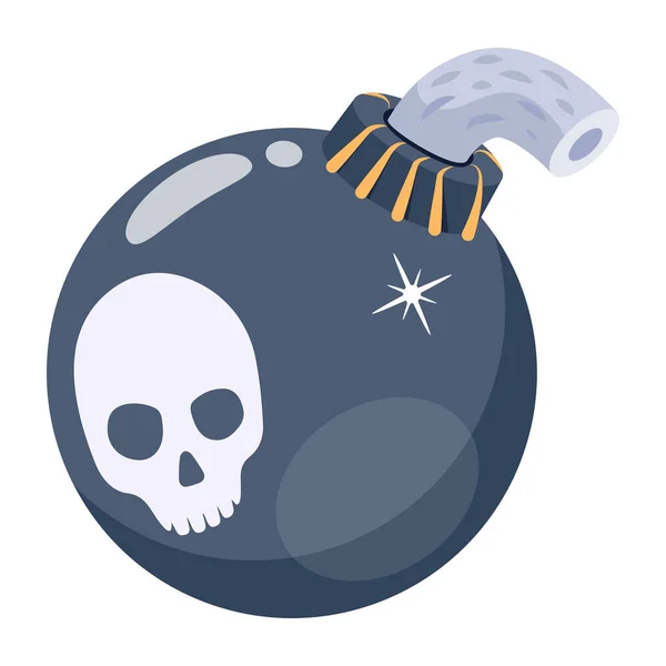 Bombe Avec Crâne Sur Fond Blanc — Image vectorielle