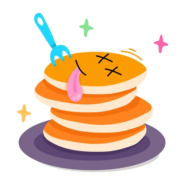 巧克力釉面煎饼和蜂蜜载体插图设计 — 图库矢量图片