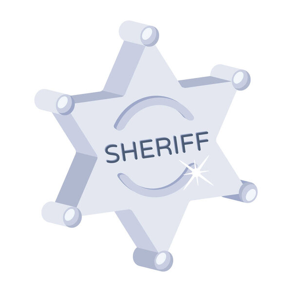 Sheriff Badge Flat Vector Icon 