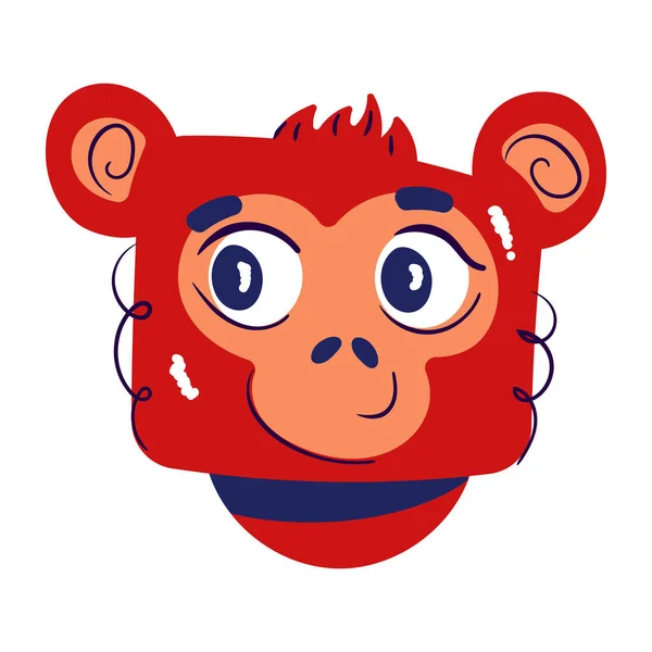 Bonito Desenho Animado Macaco Rosto Vetor Ilustração —  Vetores de Stock
