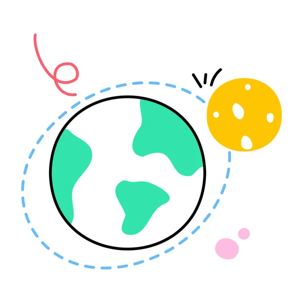 Planet Erde Mit Mondvektor Illustration Design — Stockvektor