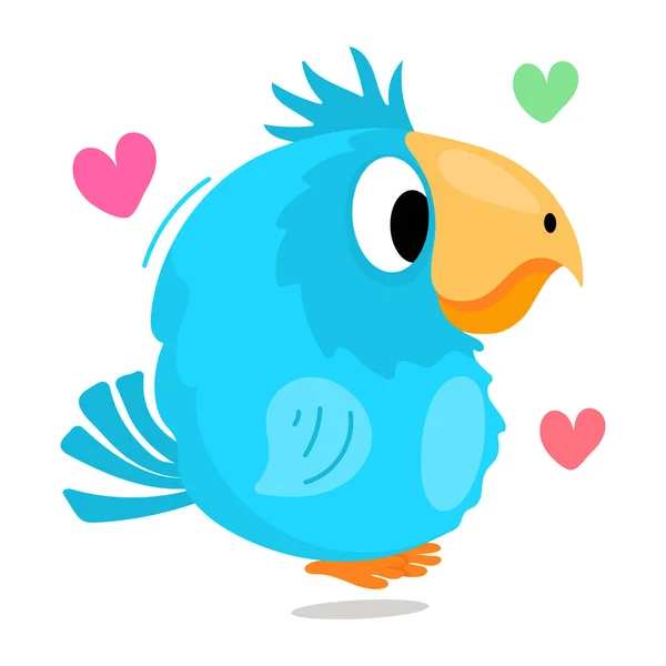Schattige Cartoon Blauwe Vogel — Stockvector