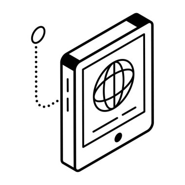 Ekranda küresi olan tablet 