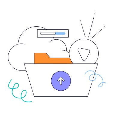 Bulut hesaplama veri depolama teknolojisi vektör çizimi