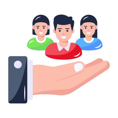 Ellerinde ikonlar var. Web simgesi basit illüstrasyon