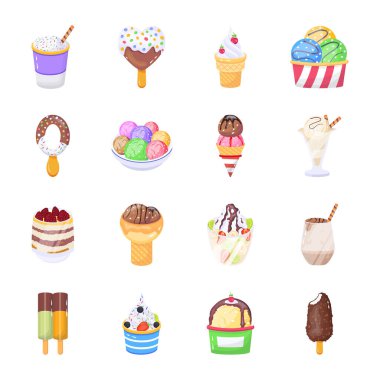 Dondurma ve çikolatalı tatlı. vektör illüstrasyonu