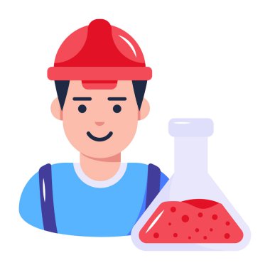 Test tüpü vektör illüstrasyonlu kimyacı