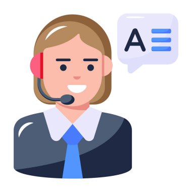 Kulaklık simgesi olan çağrı merkezi operatörü. vektör