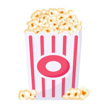 Patlamış mısırlı patlamış mısır kovası. vektör illüstrasyonu