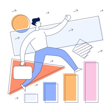 Çantası ve çizelgesi olan bir iş adamı.