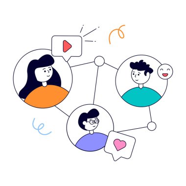 İnsan simgeleri vektör illüstrasyon tasarımı ile sosyal ağ kavramı