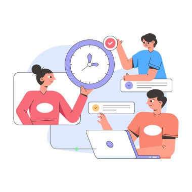 Ofiste çalışan iş ekibi, vektör illüstrasyon 