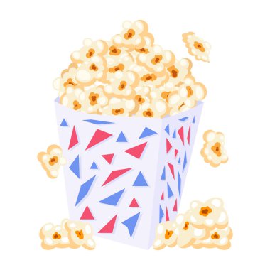 Patlamış mısır ve patlamış mısır kovası. beyaz arkaplanda izole.