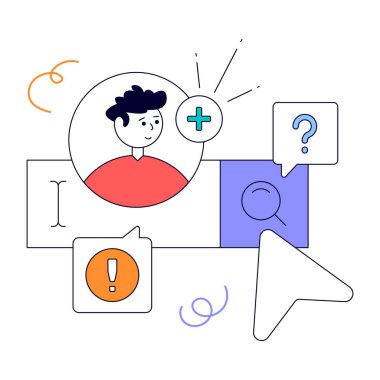 Arama çubuğu olan bir adamın vektör çizimi