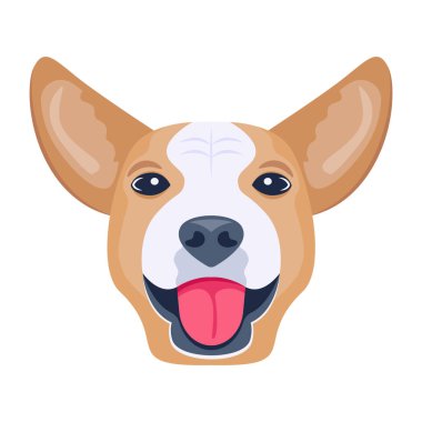 Dilini çıkarmış şirin köpek suratı, vektör çizimi