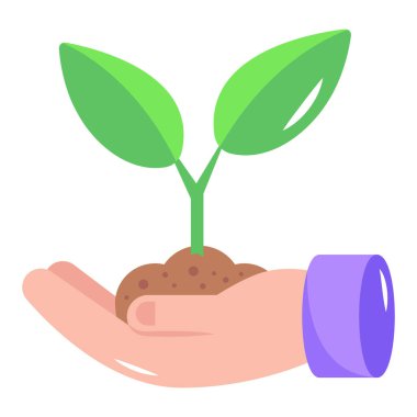 Yaprak illüstrasyon tasarımı ile el ele tutuşan bitki