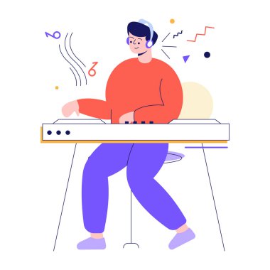 Piyano çalan adam, vektör illüstrasyonu