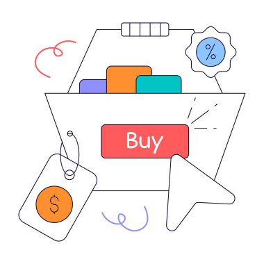 Simge tasarımı, vektör illüstrasyonlu çevrimiçi alışveriş kavramı 