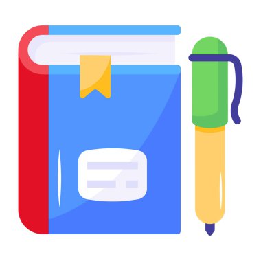 Kalemli kitap. Web simgesi basit illüstrasyon