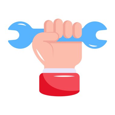 İngiliz anahtarı ve tornavida ikonu. el ele tutuşan anahtar ve mekanik vektör çizimi