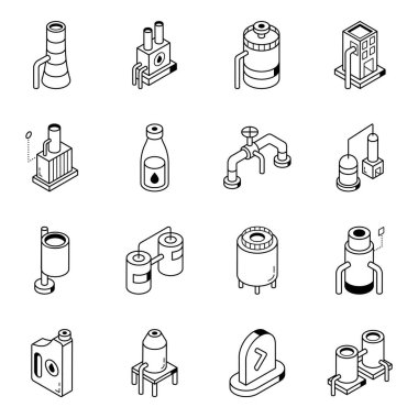 Su borusunun vektör illüstrasyon kümesi, simge element arkaplanı