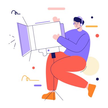 Kameralı adam, vektör illüstrasyon tasarımı