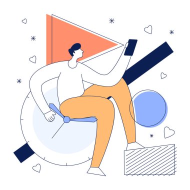 Akıllı telefon vektör illüstrasyon tasarımı olan adam