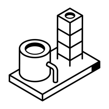 Moda tarzında izole edilmiş fabrika simgesi