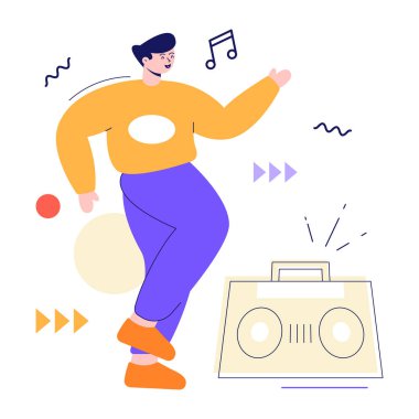 dans eden adam simgesi vektör illüstrasyon tasarımı