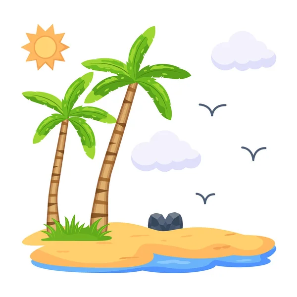 Vacaciones Playa Con Palmeras Palmeras Vector Ilustración Diseño — Vector de stock