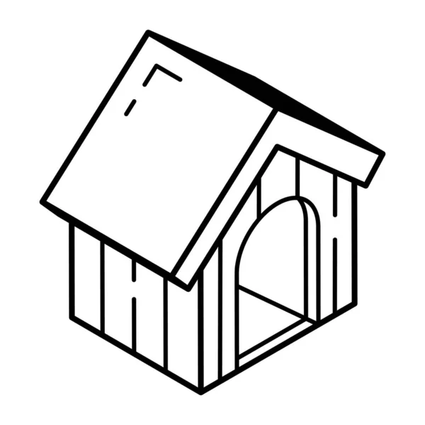 Ikona Domu Psa Zarys Ilustracji Drewnianych Ikon Wektorowych Dla Web — Wektor stockowy