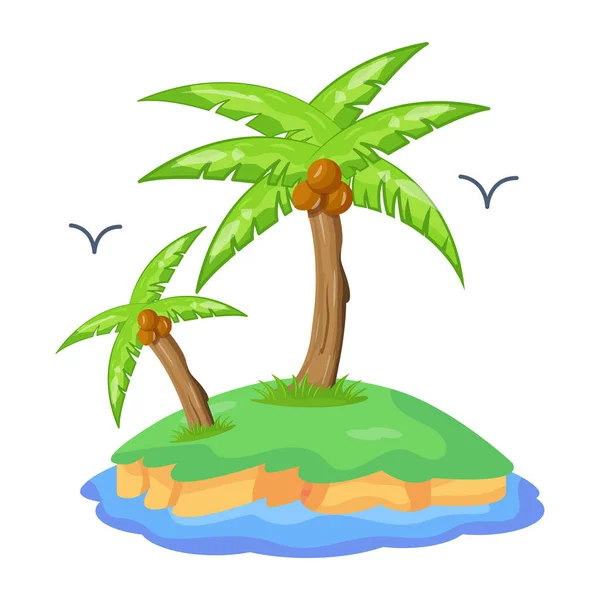 Wyspa Palmą Palmami Wektor Ilustracji Projektu — Wektor stockowy