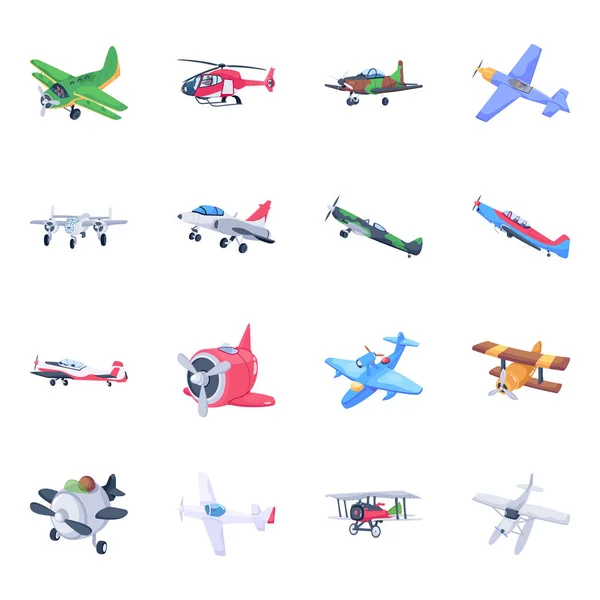 Illustration Vectorielle Symbole Plane Fly Ensemble Icônes Stock Aéroport Avion — Image vectorielle